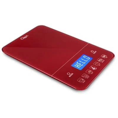 Ozeri Touch Iii 22 Lbs (10 Kg) Digital Kitchen Scale With Calorie Counter, In Tempered Glass In Red Engine