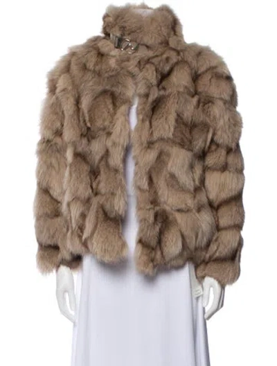 Pre-owned Ozlana Fox Fur Jacket In Brown