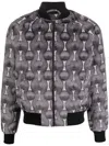 Ozwald Boateng Printed Velvet Bomber Jacket In Grey
