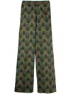 Ozwald Boateng Elastic Waist Printed Cotton Trousers In Orange