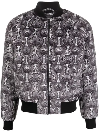 Ozwald Boateng Grey Printed Velvet Bomber Jacket In Gray