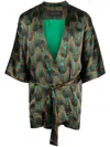 Ozwald Boateng Orange Printed Silk Short Kimono In Orange