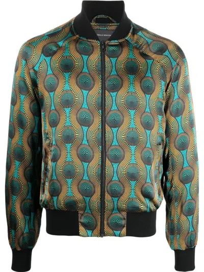 OZWALD BOATENG OZWALD BOATENG PRINTED SILK BOMBER JACKET