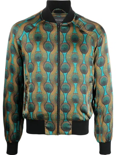OZWALD BOATENG OZWALD BOATENG PRINTED SILK BOMBER JACKET