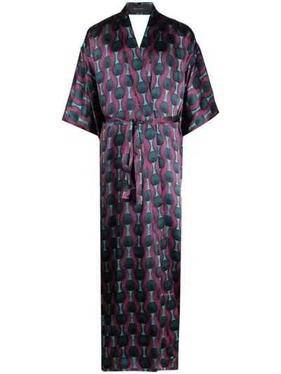 OZWALD BOATENG OZWALD BOATENG PRINTED SILK KIMONO DRESS