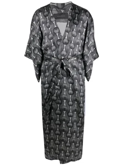 OZWALD BOATENG OZWALD BOATENG PRINTED SILK LONG KIMONO