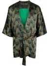 Ozwald Boateng Short Geometric-print Tie-waist Jacket