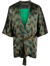Ozwald Boateng Short Geometric-print Tie-waist Jacket