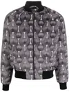 Ozwald Boateng Printed Velvet Bomber Jacket In Grey