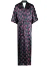 Ozwald Boateng Geometric-print Tie-waist Long Jacket In Multicolour