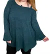 P & Rose Cold Shoulder Detail Top With Ruffle Sleeves In Emerald Green In Green