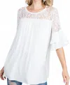 P & Rose Lace And Ruffle Tiered Sleeve In White In White