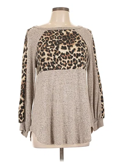 Pre-owned P & Rose Long Sleeve Blouse In Tan