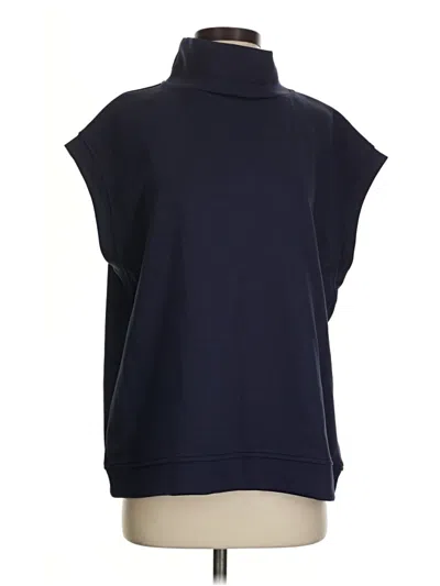 P. Cill Short Sleeve Top Blue Cowl Neck Tops