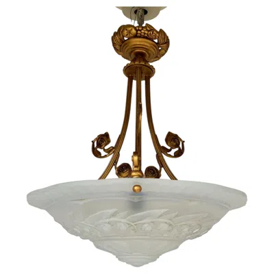 Pre-owned P. Maynadier Art Deco Pendant Light Signed  In Transparent
