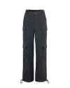 P.a.r.o.s.h Black Cargo Pants With Drawstring At The Ankles In Fabric Woman In 013nero