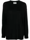 P.A.R.O.S.H BLACK RELAXED SWEATER WITH RIBBED KNIT IN WOOL AND SILK WOMAN