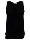 P.a.r.o.s.h Black Tank Top With Plunging U Neckline In Black