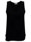P.A.R.O.S.H BLACK TANK TOP WITH PLUNGING U NECKLINE IN POLYAMIDE WOMAN
