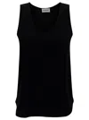 P.a.r.o.s.h Black Tank Top With Plunging U Neckline In Black