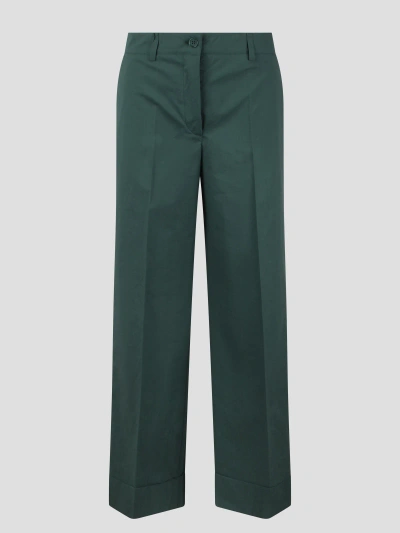 P.a.r.o.s.h Canyox Popeline Cotton Pant In Green