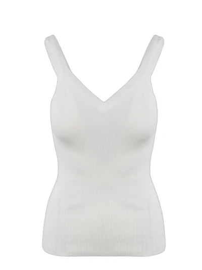 P.a.r.o.s.h Cipria Ribbed Tank Top In White