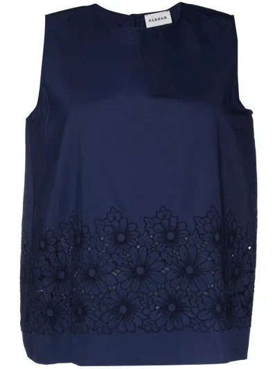 P.a.r.o.s.h Cotton Embroidered Top In Blue