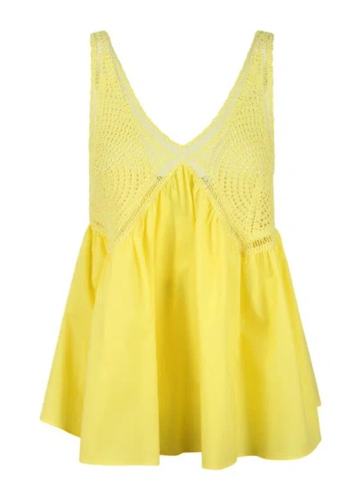 P.a.r.o.s.h Crochet Embroidery Top In Yellow & Orange