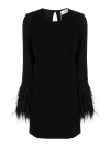 P.a.r.o.s.h Feather-trimmed Mini Dress In Black