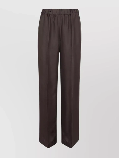 P.a.r.o.s.h Flowing Wide Leg Trousers In Brown