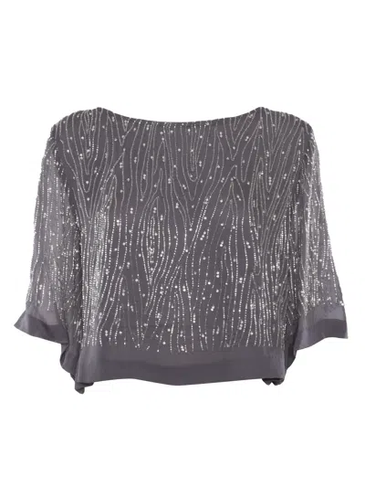 P.a.r.o.s.h Grey Blouse With Paillettes