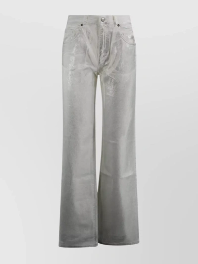 P.A.R.O.S.H HIGH-RISE PALAZZO TROUSERS WITH WIDE LEG AND METALLIC FINISH