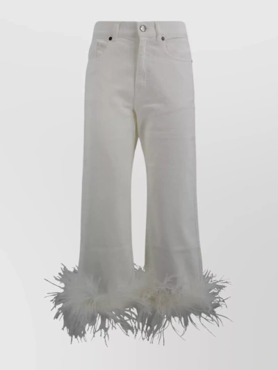 P.A.R.O.S.H HIGH WAIST WIDE-LEG FEATHERED TROUSERS