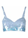 P.a.r.o.s.h Light Blue Iridescent Sequin Cropped Top In Light Blue