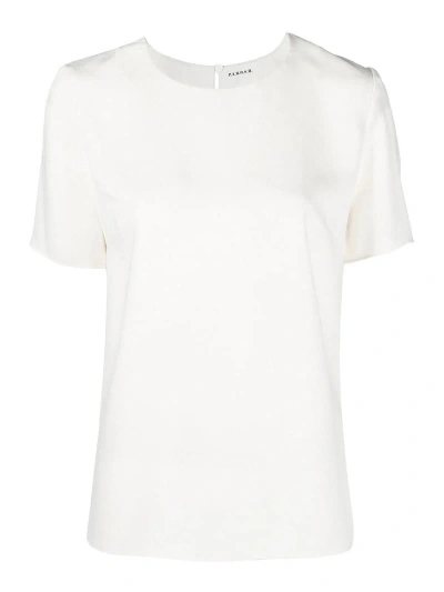 P.a.r.o.s.h Keyhole-detail Short-sleeve Blouse In White
