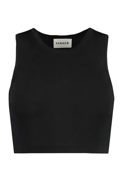 P.a.r.o.s.h Knitted Crop Top In Black