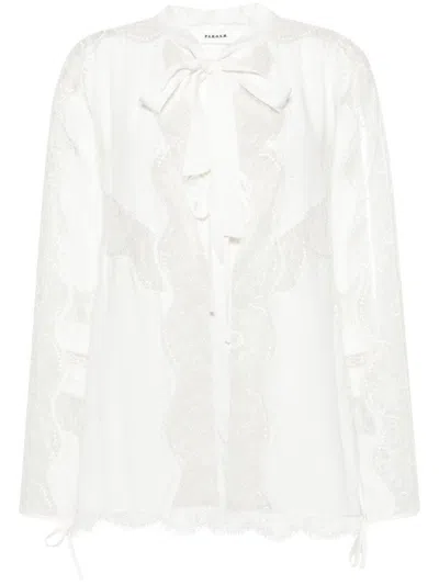 P.a.r.o.s.h Semi-sheer Lace Shirt In Neutrals