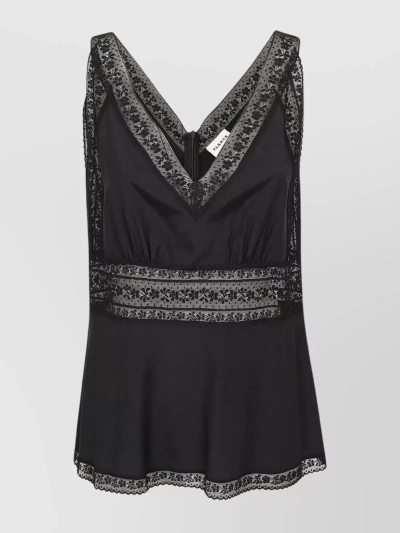P.a.r.o.s.h Lace Trim V-neck Blouse In Black