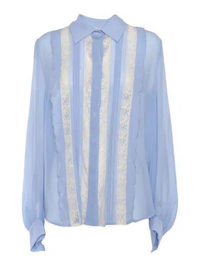 P.a.r.o.s.h Light Blue Shirt With Lace