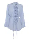 P.a.r.o.s.h Light Blue Shirt With Ruffles In Light Blue