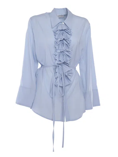 P.a.r.o.s.h Light Blue Shirt With Ruffles