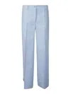 P.a.r.o.s.h . Pleated Wide-leg Trousers In Light Blue