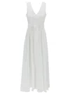 P.a.r.o.s.h Canyox V-neck Tied Maxi Dress In White