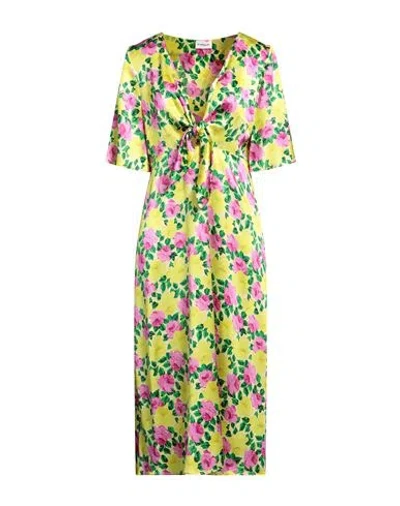 P.a.r.o.s.h P. A.r. O.s. H. Woman Midi Dress Yellow Size L Silk, Elastane In Yellow