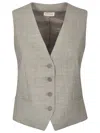 P.a.r.o.s.h Grey Linen And Viscose Vest In Grigio Melange Chiaro