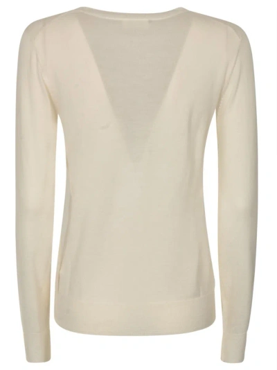 P.a.r.o.s.h Rib Trim Knit Plain Sweater In Cream