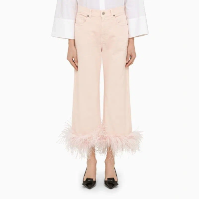 P.a.r.o.s.h . Peach Blossom Feather Trousers In Pink