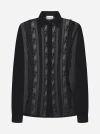 P.a.r.o.s.h Floral-lace Semi-sheered Shirt In Black