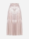 Shop P.a.r.o.s.h Pour Pleated Midi Skirt In Nude