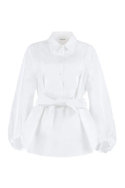 P.a.r.o.s.h . Puff Sleeved Belted Shirt In White